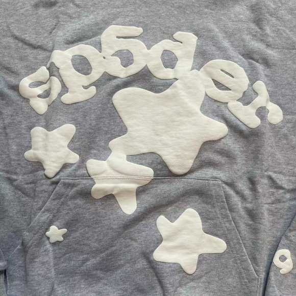 Sp5der Beluga light gray white star spider hoodie - Picture 3 of 10